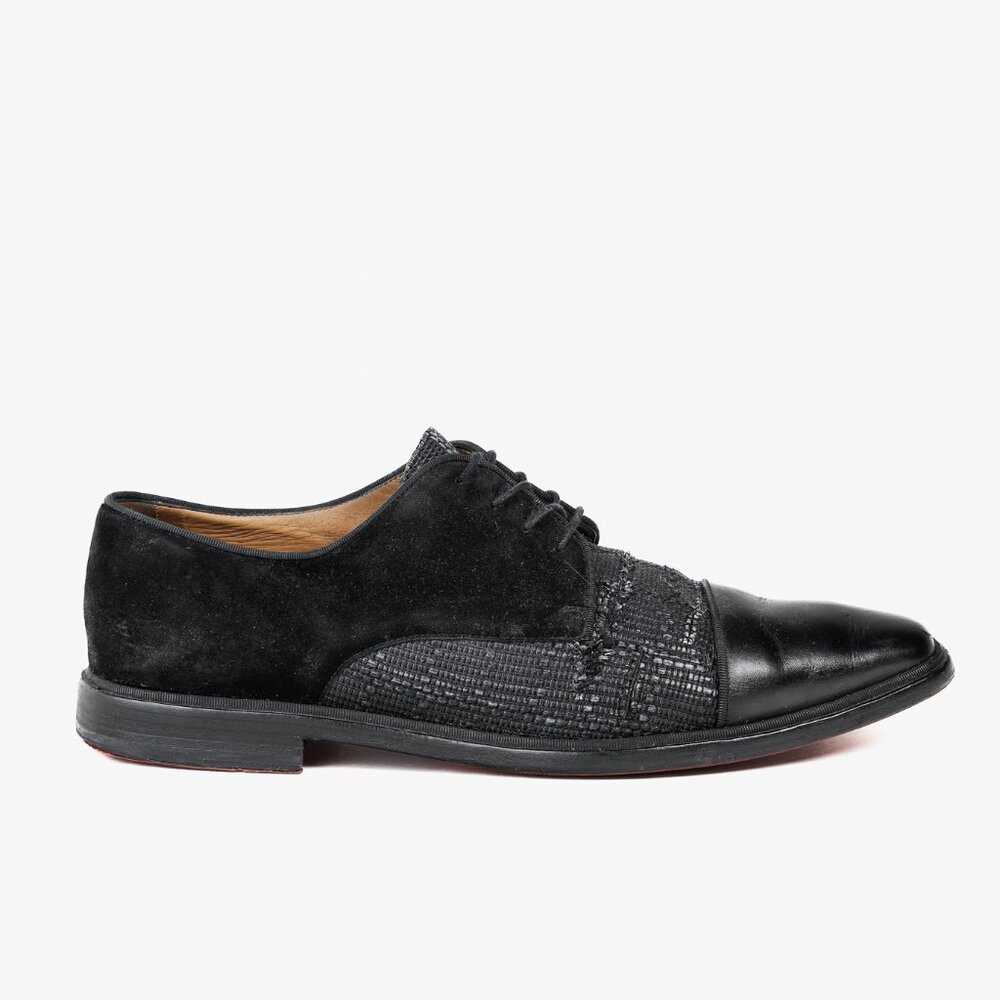 Christian Louboutin Black Multi-Material Greggo Lace Up Derby Shoes